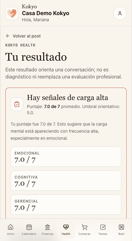 Resultado de screening en Kokyo Health.